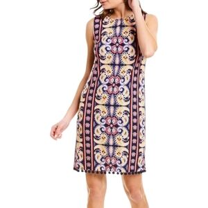 Laundry by Shelli Segal Dress Women's Size 10 Colorful Pom Trim Paisley Floral